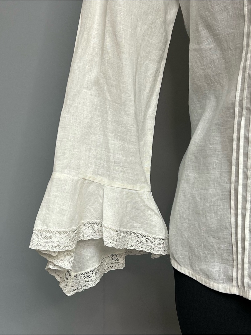 Lauren Ralph Lauren Linen Vintage Blouse Lace Pintuck Victorian Romantic Sz 8 - Picture 4 of 11